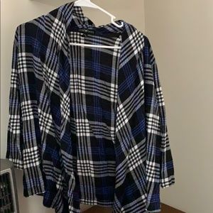 Blue and black plaid cardi type.